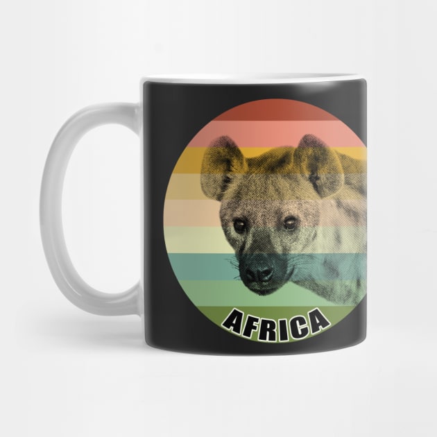 Spotted Hyena Portrait on Vintage Retro Africa Sunset by scotch